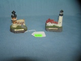 pair of modern lighthouse figurines