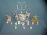 Wire basket full of Easter decorations