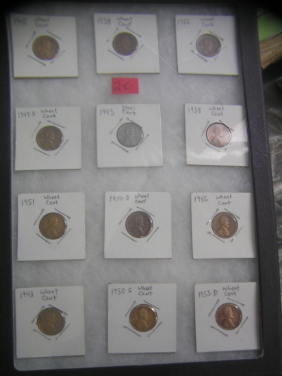 Collection of vintage Lincoln wheat back pennies