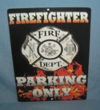 Fire Fighter Parking Only retro style advertising sign