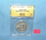 1935S silver San Diego commemorative half dollar