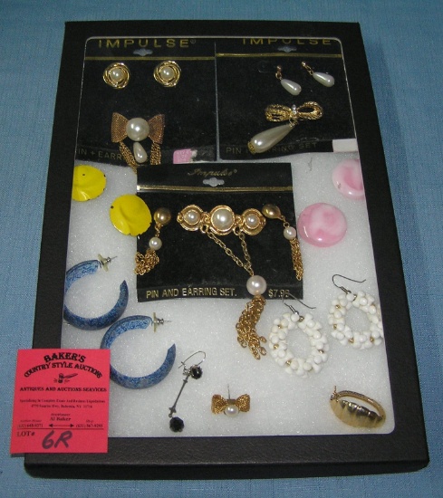 Costume jewelry earrings and pins