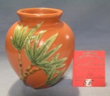 Painted palm tree decorated vase by Silvestri