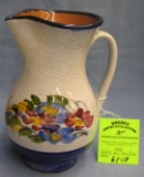Vintage floral decorated earthenware Pitcher