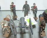 Six piece Civil War soldier, cannon & horse set