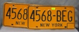 Pair of vintage NY license plates