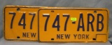 Pair of vintage NY license plates