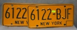 Pair of vintage NY license plates