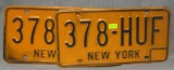 Pair of vintage NY license plates