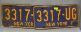 Pair of vintage NY license plates