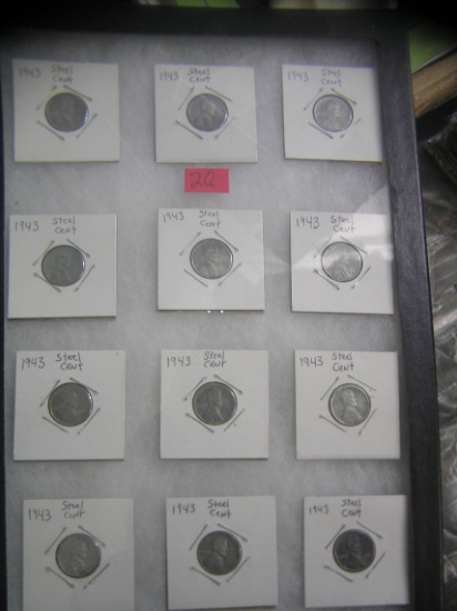 Collection of all 1943 Lincoln wheat back steel cents