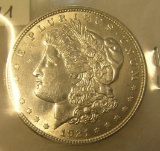 1921D Morgan silver dollar in AU condition