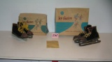 2 pairs of early leather and metal ice skates