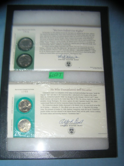 Group of US mint cased state quarters