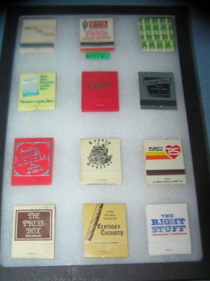 Collection of vintage matchbooks with advertising