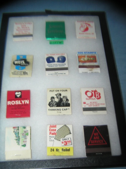 Collection of vintage matchbooks with advertising
