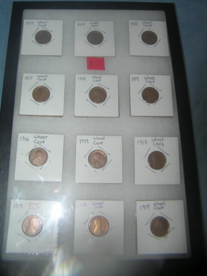 Collection of early Lincoln wheat back pennies