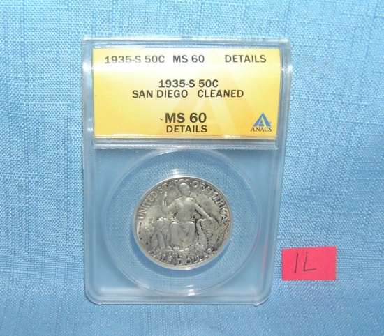 1935S silver San Diego commemorative half dollar