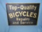 Top quality bicycles repairs and service retro style advertising sign