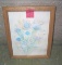 Floral artist signed water color in oak frame