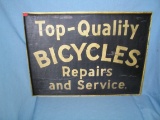 Top quality bicycles repairs and service retro style advertising sign