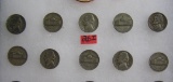 Group of all silver war time Jefferson nickels