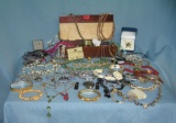 Large box of vintage and modern costume jewelry