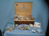 Large estate box full of vintage and costume jewelry