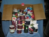 Box full of ribbons, bows and holiday accessories