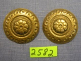 Pair of early punched brass clip on earrings
