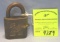 Antique solid brass padlock marked WB