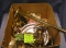 Large box full of vintage silverplate and brassware