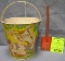 Vintage all tin child’s sand pail and shovel set