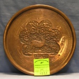 Antique hand hammered decorative copper plate