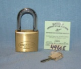 Brass and harden steel pad lock with key