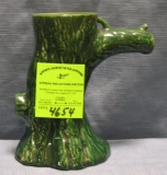 Early tree shaped glazed over art pottery vase