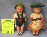 Pair of early celluloid Bavarian dolls