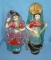 Pair of antique cloth hand made dolls