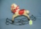 Hand painted wood and metal rocking horse