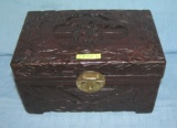 Hand carved Oriental themed trinket box