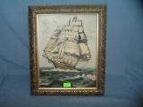 Artist signed sailing ship art piece