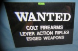 Wanted Colt firearms retro style advertising sign