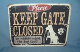 Please keep gate closed retro style advertising sign printed on PVC hard board