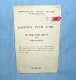 Engineer field notes booklet of WWII dated 1943