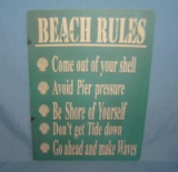 Beach Rules display sign Great for beach house and or man cave