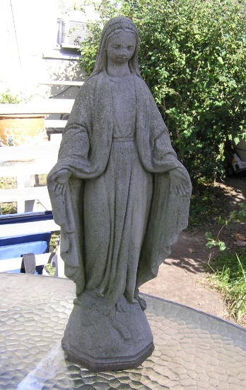 Blessed Mother cement garden figure