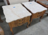 2 End Tables W/ Marble Tops