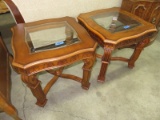 2 End Tables W/ Glass Tops