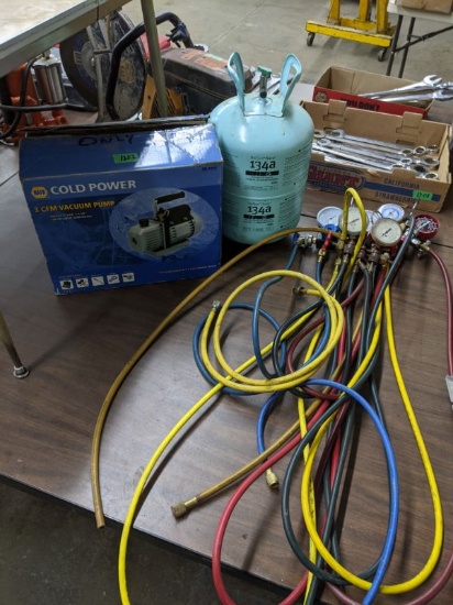 Napa A/C Vacuum Pump, 3 Sets of Gauges, and Tank