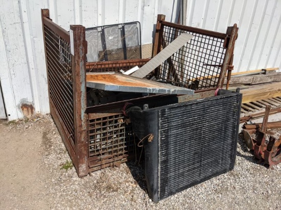 2 Steel Skid Cages w/ Misc. Scrap & Wood